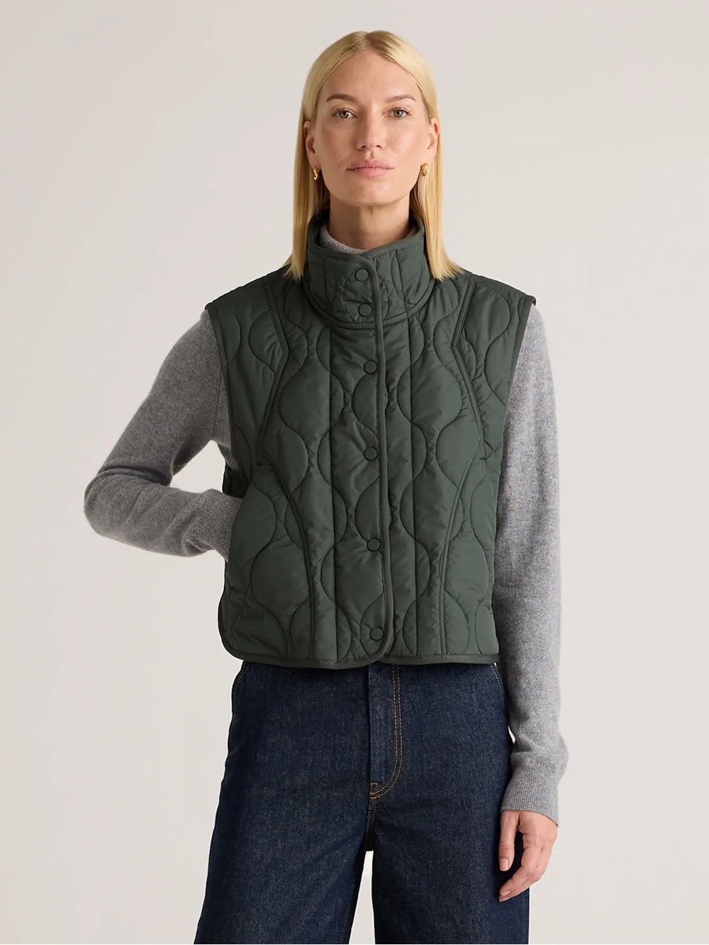 Quince Featherless Quilted Puffer Vest Verdant Pine Size XS